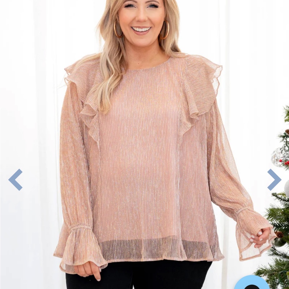 NWT Chic Soul Stay Out All Night Rose Gold Top 3x